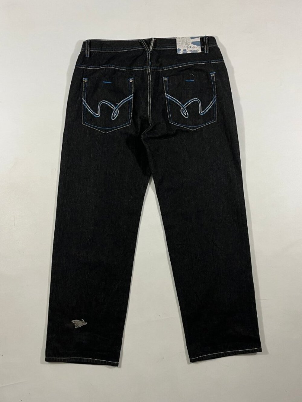 Vintage Y2K 5ive Jungle & Co. Black Contrast Stitch Baggy Denim Jeans 34